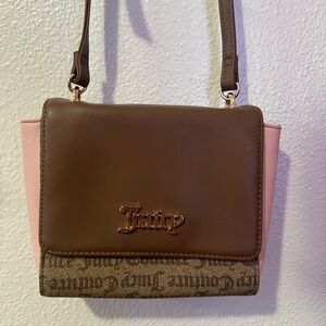 Juicy Couture Pink and Brown Crossbody Bag with Textured Detailing